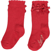 LITTLE A Bow Knee High Socks Red